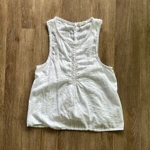 Roxy White Sleeveless Crochet-Trim Tank Top